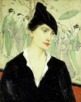Contrast Prints: Before the Screen. Agnes Millen Richmond (1870-1964). Oil on canvas. 68.5 x 56cm