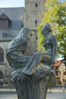 Senior Women Prints: Sculpture Young and Old Woman by Bernd Goebel 1989