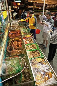 Seafood Prints: Seafood restaurant display, Yung Shue Wan, Lamma Island, Hong Kong, China