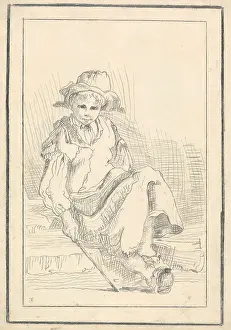 Genre Subject Prints: A Seated Child with a Stick, unknown artist