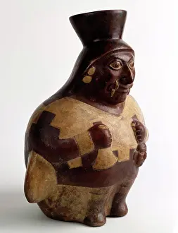 Florida Prints: Seated warrior stirrup spout vessel from Moche IV