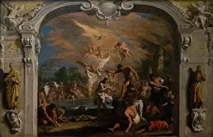 Large Group Of People Prints: Sebastiano Ricci; Italian; Belluno 1659-1734 Venice; The Baptism of Christ; ca