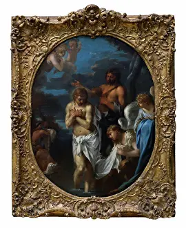 Angel Prints: Sebastien Bourdon; French; Montpellier 1616-1671 Paris; The Baptism of Christ; Oil on canvas