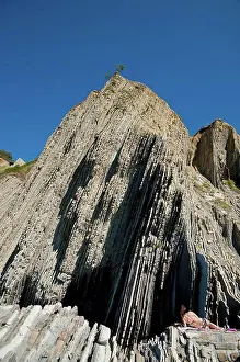 Bikini Prints: Sedimentary Rocks Known As Flysch In Itzurun Beach, Zumaia, Basque Country, Spain