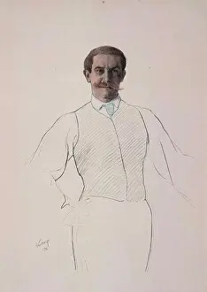 Elegance Prints: Self-portrait by Leon Bakst, Color lithograph