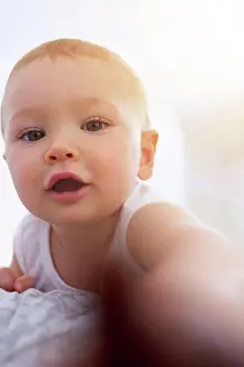 Videos Prints: Selfie, portrait and happy baby pov in house for development