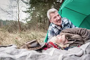 Ten T Prints: Senior couple enjoying being together at their campsite
