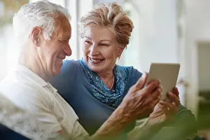Download Prints: Senior couple, online and tablet for streaming
