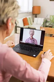 Dialogue Prints: Senior woman teleconsulting from home
