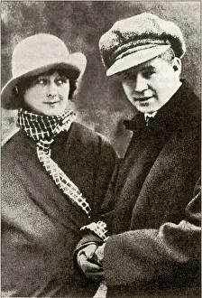 Poet Prints: Sergei Yesenin with his wife Isadora Duncan by Anonymous /Private Collection/1923/Photograph/Russia/Portrait