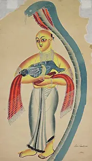 Secure Prints: A serpent protects Vasudeva who is carrying his young son Krishna to safety