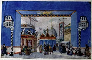 Ballet Prints: Set design by Benois, for the Russian Ballet Petrushka 1910-11