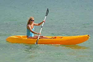 Paddle Prints: sexy woman have fun with sea kayak
