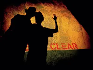 Joining Prints: Shadow of couple on dilapidated wall