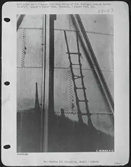 World War Two Prints: Shadow Of Ladder Burnt On A Gas Tank As A Result Of The Atomic Bombing Of Hiroshima