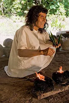 Lighted Prints: Shaman of the Lacandon tribe at a ceremony