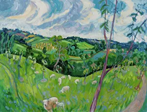 Pasture Prints: Sheep in Pasture by Josephine Trotter, 2012. (b.1940/British)