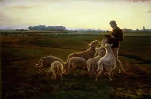 Maturity Prints: A Shepherd and his Sheep with Geese Beyond