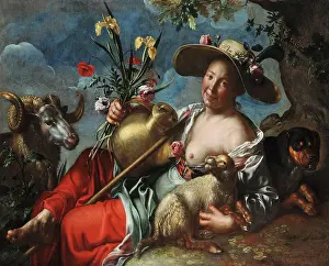 Breast Prints: A Shepherdess Reclining with a Rabbit