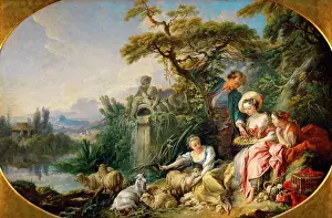 Fineart Prints: The Shepherd's Presents (The Nest) by Boucher