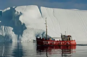 Mast Prints: Ship among the icebergs that have broken off the Sermeq Kujalleq ice sheet