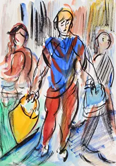 Richard Prints: Shopping, 2009, Richard H. Fox (b.1960/American), Watercolor and Ink on Paper