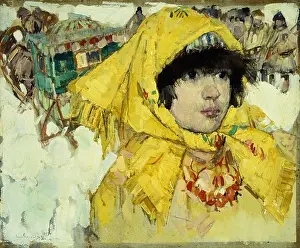 Necklace Prints: Siberian Girl in Yellow. Leon Gaspard (1882-1964)