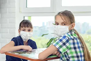Holidays Prints: Sick quarantined children play a board games Sick quarantined children play a board games