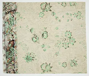 Textile Prints: Sidewall and border, Block printed on handmade paper
