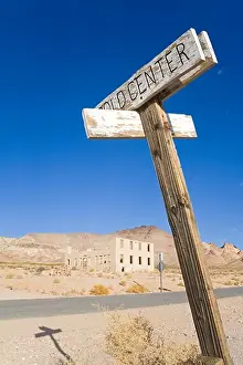 Nevada Prints: Sign in the Rhyolite ghost town, Beatty, Nevada, USA, North America