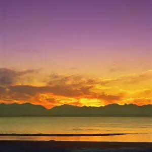British Columbia Prints: Silhouette of mountains at twilight