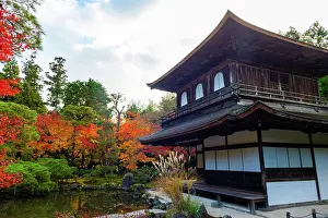 General View Prints: The Silver Pavilion Temple and its beautiful orange-red colors