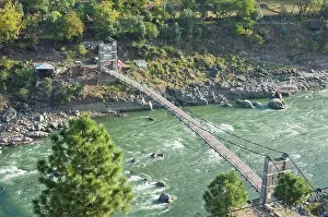 Simple Suspension Bridge Over The Jhelum River, Azad Kashmir, Pakistan