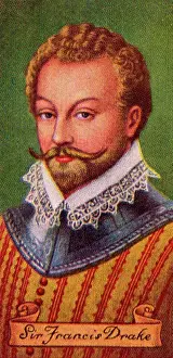 Explorer Prints: Sir Francis Drake (1540-1595), English explorer and privateer. Carreras cigarette card