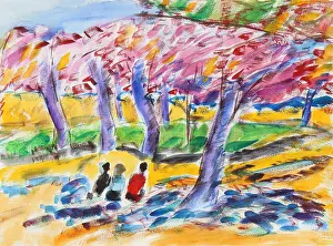 Richard Prints: Sitting in the Woods, 2015, Richard H. Fox (b.1960/American), Watercolor on Paper