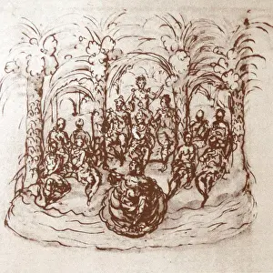 Maritime Prints: Sketch for The temple of Love a Masque by Sir William Davenant