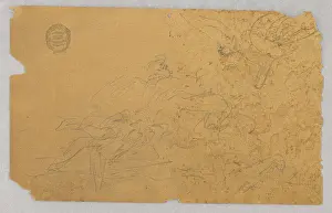 Graphite Prints: Sketch of Winged Figures for Ascension