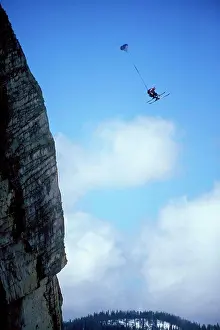 Bold Prints: Ski-BASE jumper at Lovers Leap, a cliff near Lake Tahoe