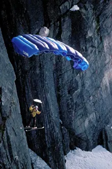 Bold Prints: Ski-BASE jumper steering his parachute