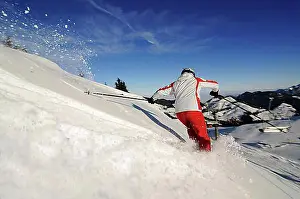 Physical Fitness Prints: Skier skiing through powder snow on the Kitzlahner-Hang run