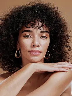 Skincare Prints: Skincare, wellness and portrait of a black woman in a studio for a cosmetic