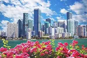 Staedtisch Prints: Skyline von Miami hellen sonnigen Tag Panoramablick
