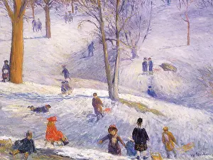Assorted Prints: Sledding, Central Park, Glackens, William J. 1912