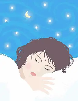 Dreams Prints: Sleeping Girl, Linda Braucht (b.20th C./American), Computer graphics