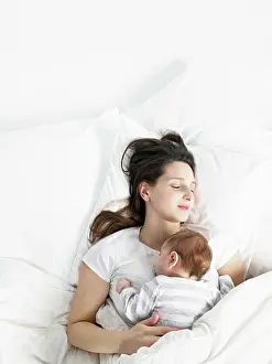 Verticals Prints: sleeping mother and baby