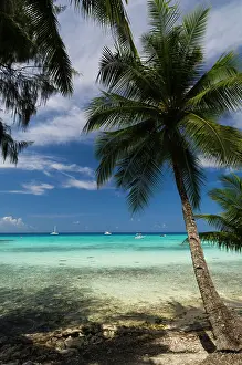 World Destinations Prints: Small boats moored of a tropical beach