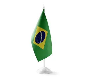 Tourismus Prints: Small national flag of the Brazil on a white background Small national flag of the Brazil on a white background