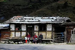 Southern Asia Prints: Small shop on the roadside with people sitting out the front