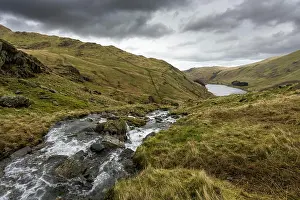 England Prints: Small Water Beck waterfalls above Haweswater Reservoir in the Lake District National Park