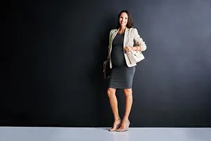 Account Prints: Smile, businesswoman and portrait with pregnancy in studio for finance career